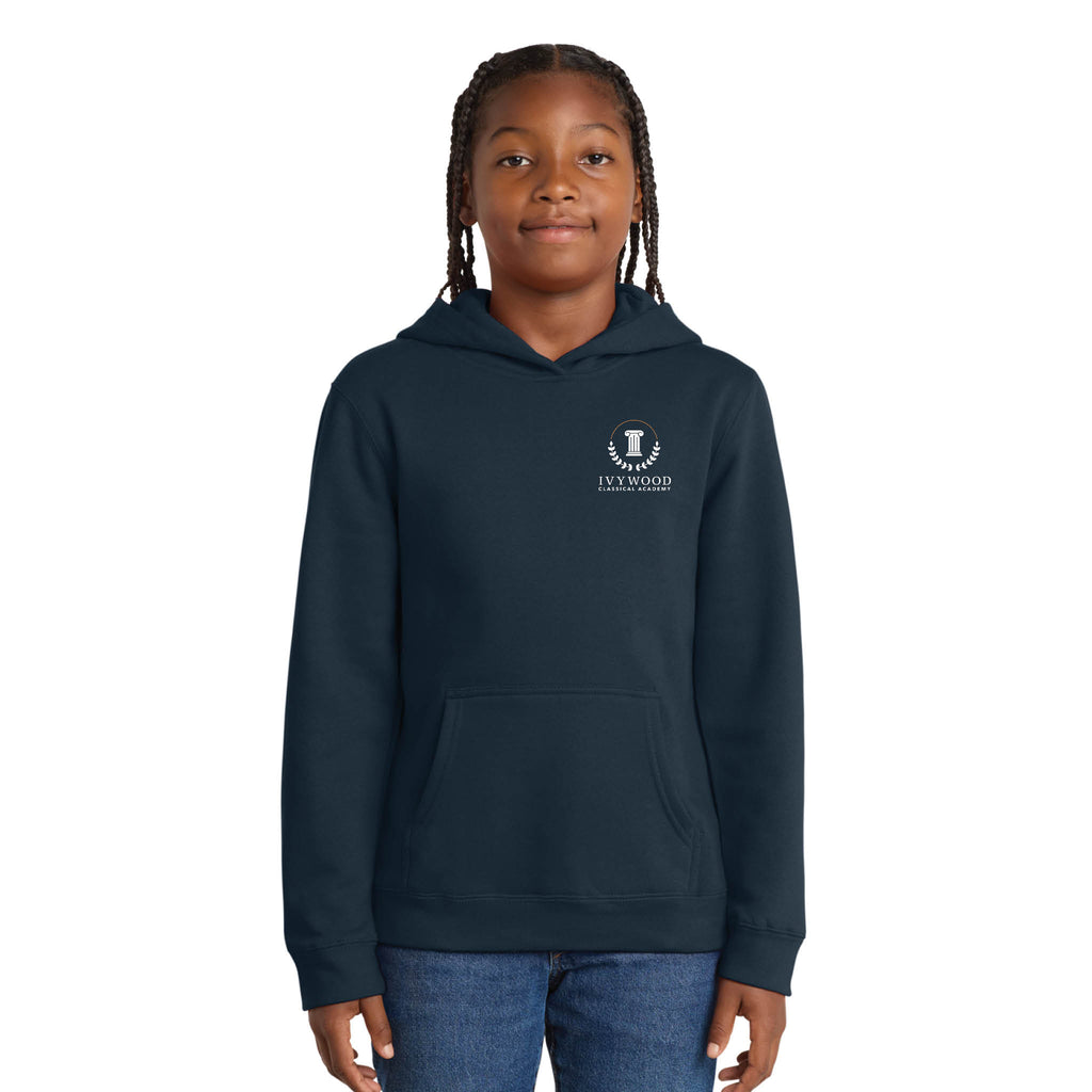 Navy Youth Hooded Sweatshirt with Ivywood Crest