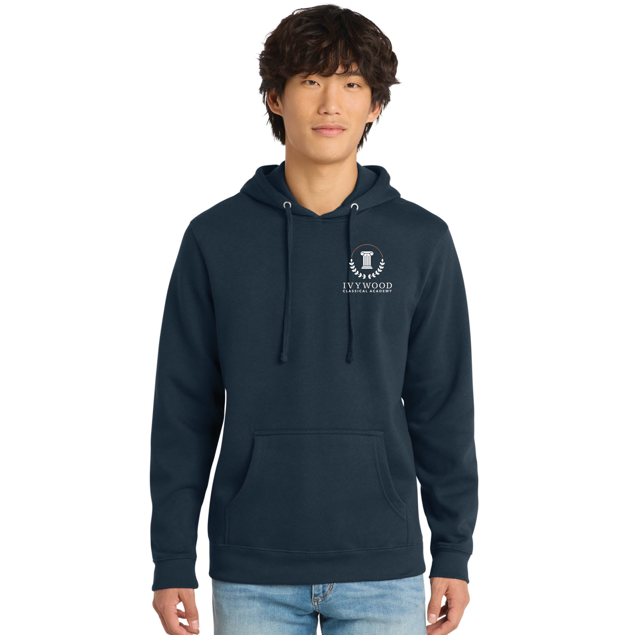 Navy Adult Hooded Sweatshirt with Ivywood Crest