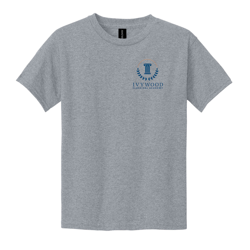 Heather Gray Youth Tee with Ivywood Crest