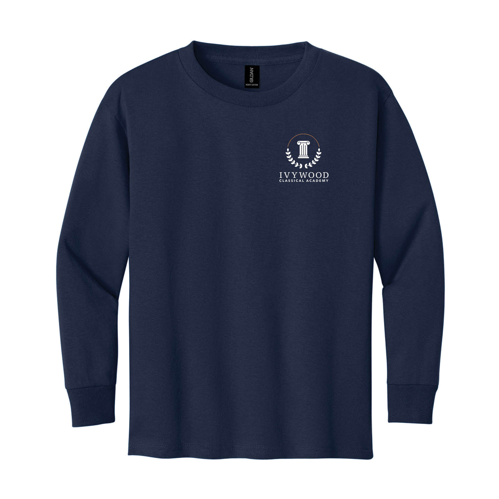 Navy Youth Long-Sleeve Tee with Ivywood Crest