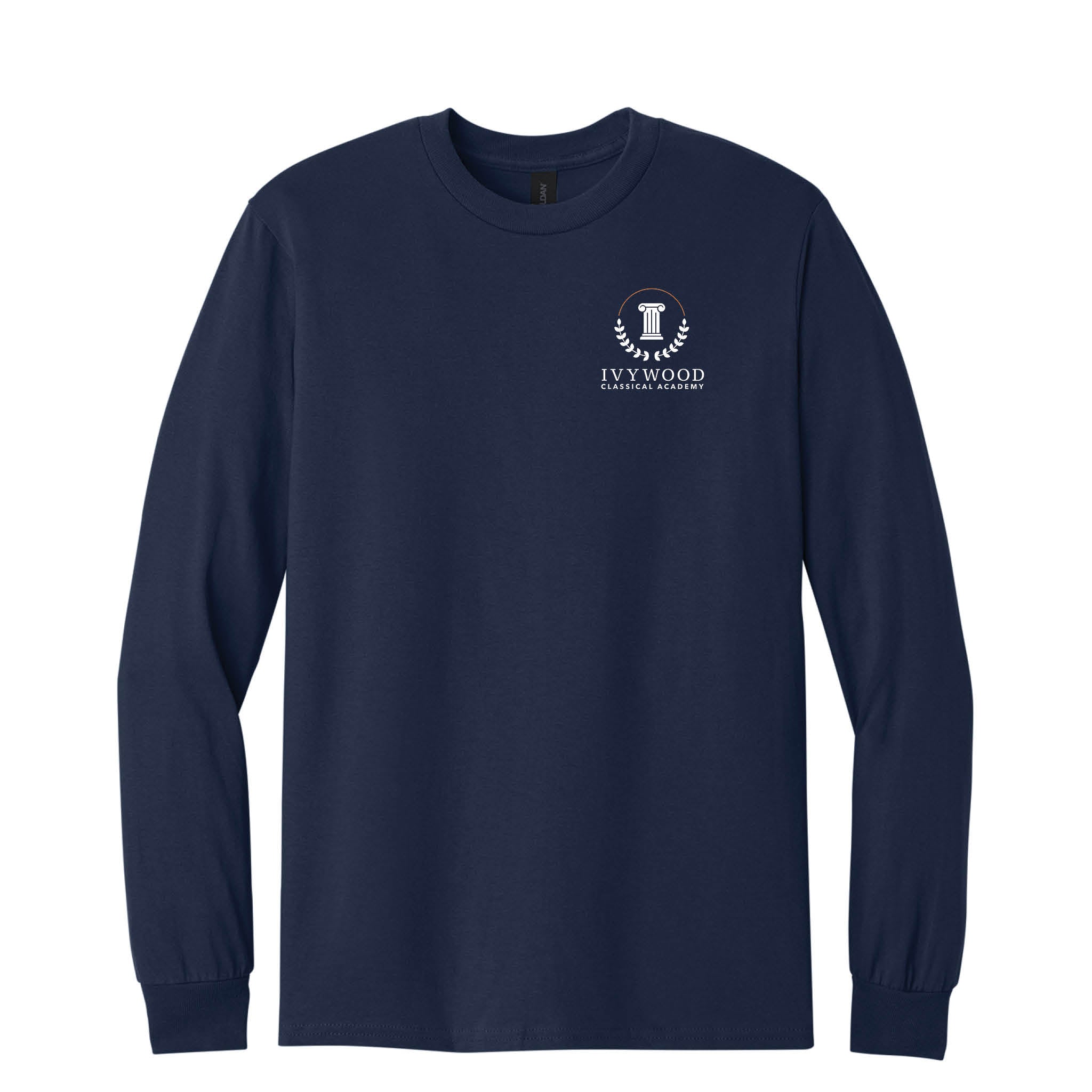 Navy Adult Long-Sleeve Tee with Ivywood Crest