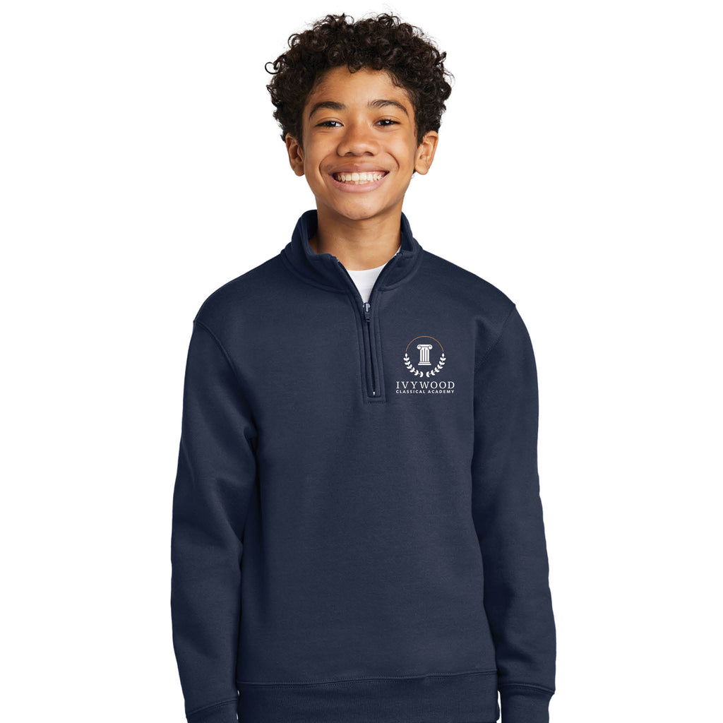 Youth Quarter-Zip Fleece with Ivywood Crest