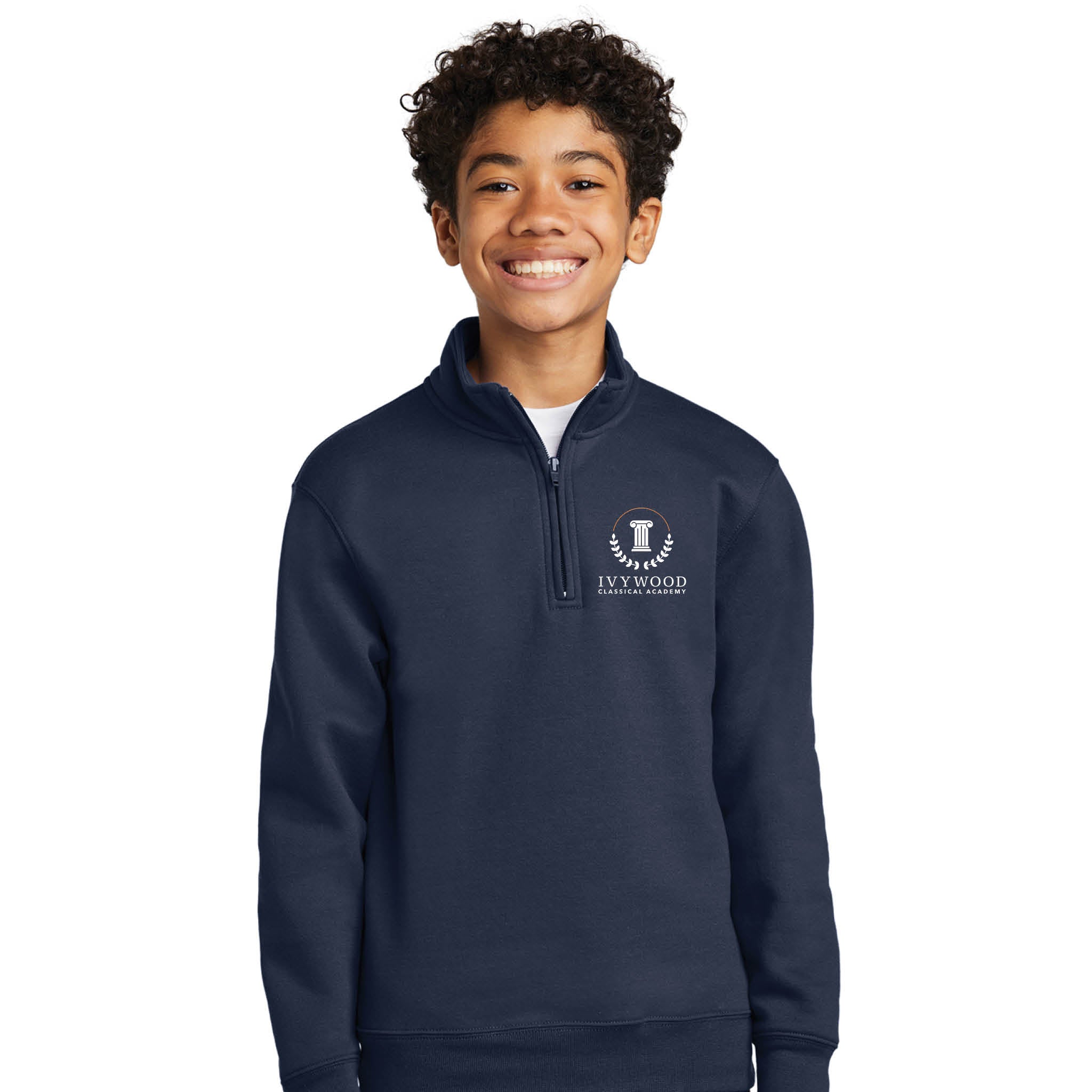 Youth Quarter-Zip Fleece with Ivywood Crest