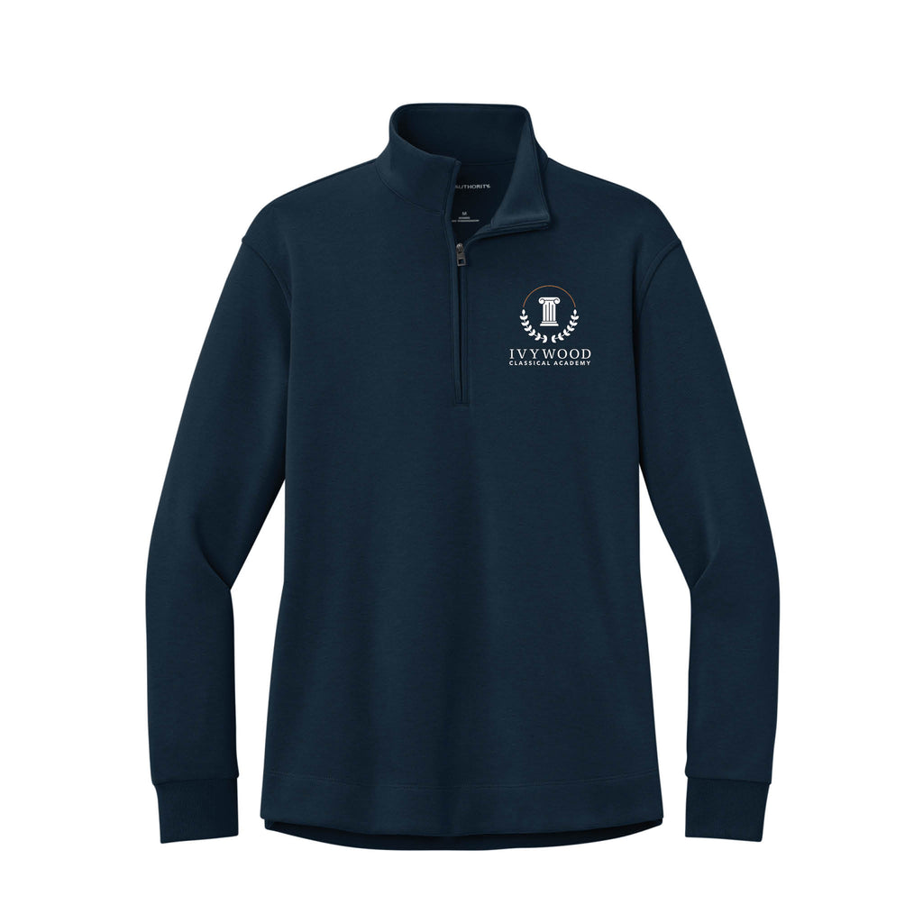 Women's Quarter-Zip Double Pique Pullover with Ivywood Crest
