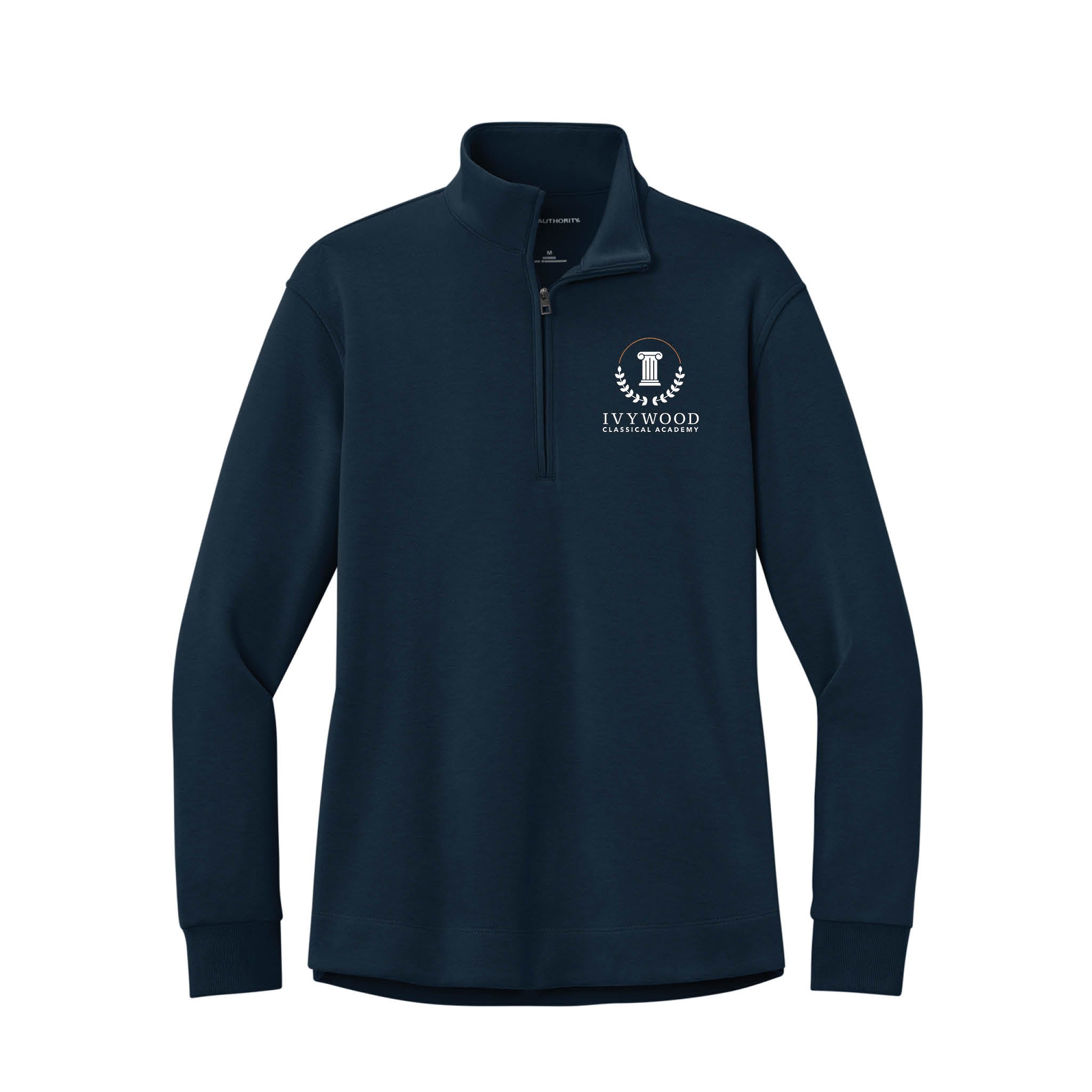 Women's Quarter-Zip Double Pique Pullover with Ivywood Crest