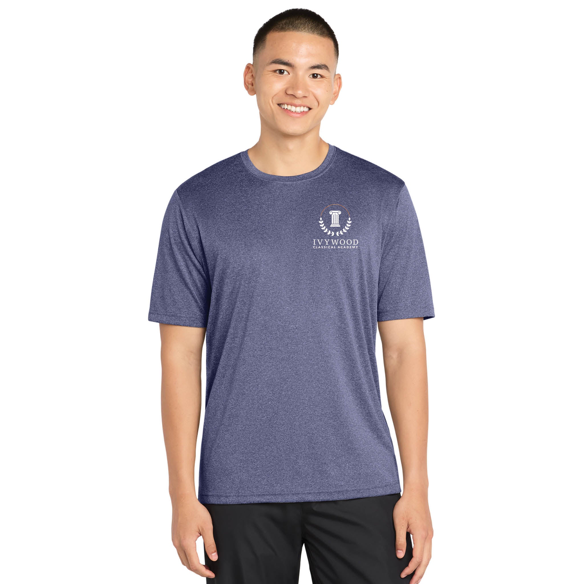 Heather Blue Adult Dry-fit T with Ivywood Crest