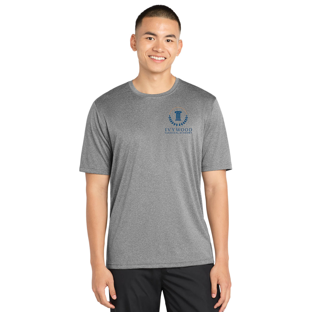 Heather Gray Adult Dry-fit T with Ivywood Crest