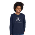 Navy Youth Long-Sleeve Tee with Ivywood Crest (Full Front)