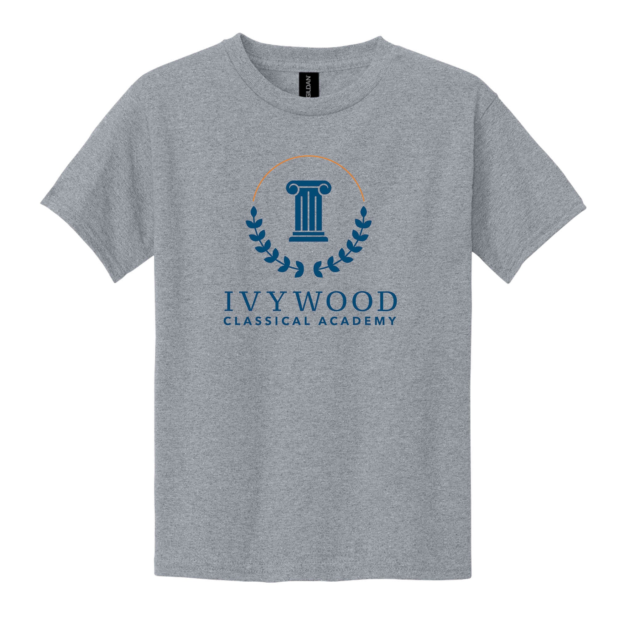 Heather Gray Youth Tee with Ivywood Crest (Full Front)