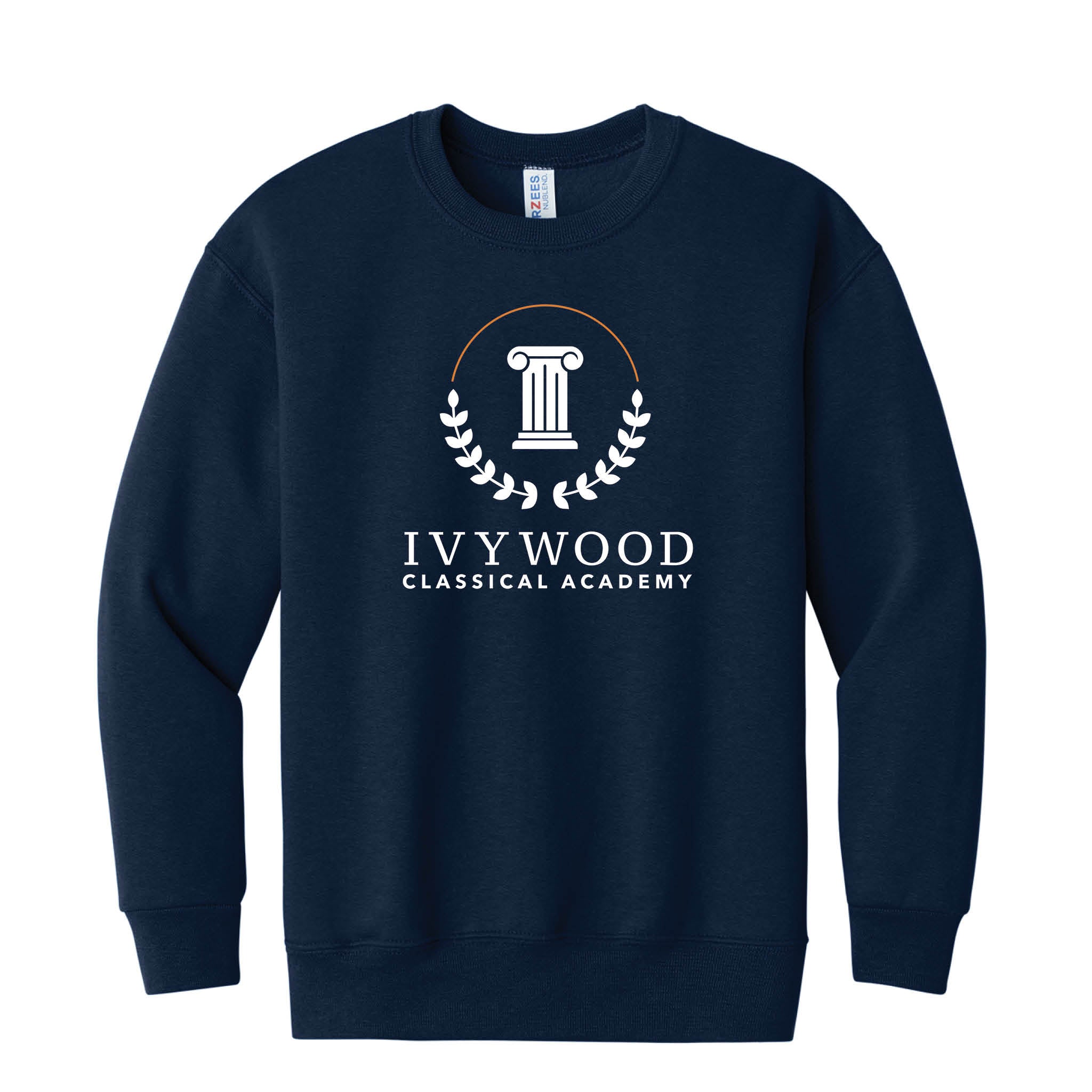 Youth Crew Neck Sweatshirt with Ivywood Crest (Full Front)
