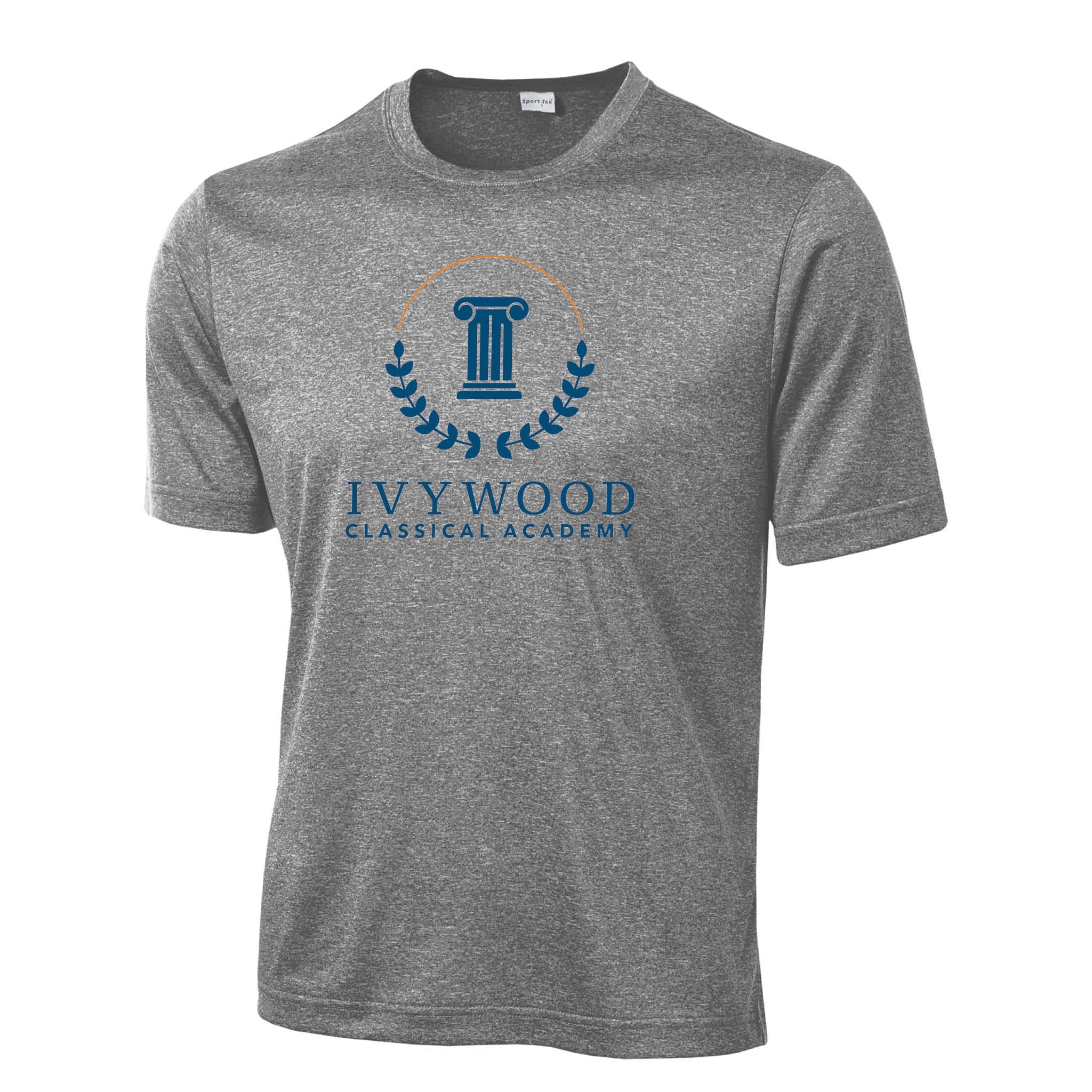 Heather Gray Adult Dry-fit T with Ivywood Crest (Full Front)