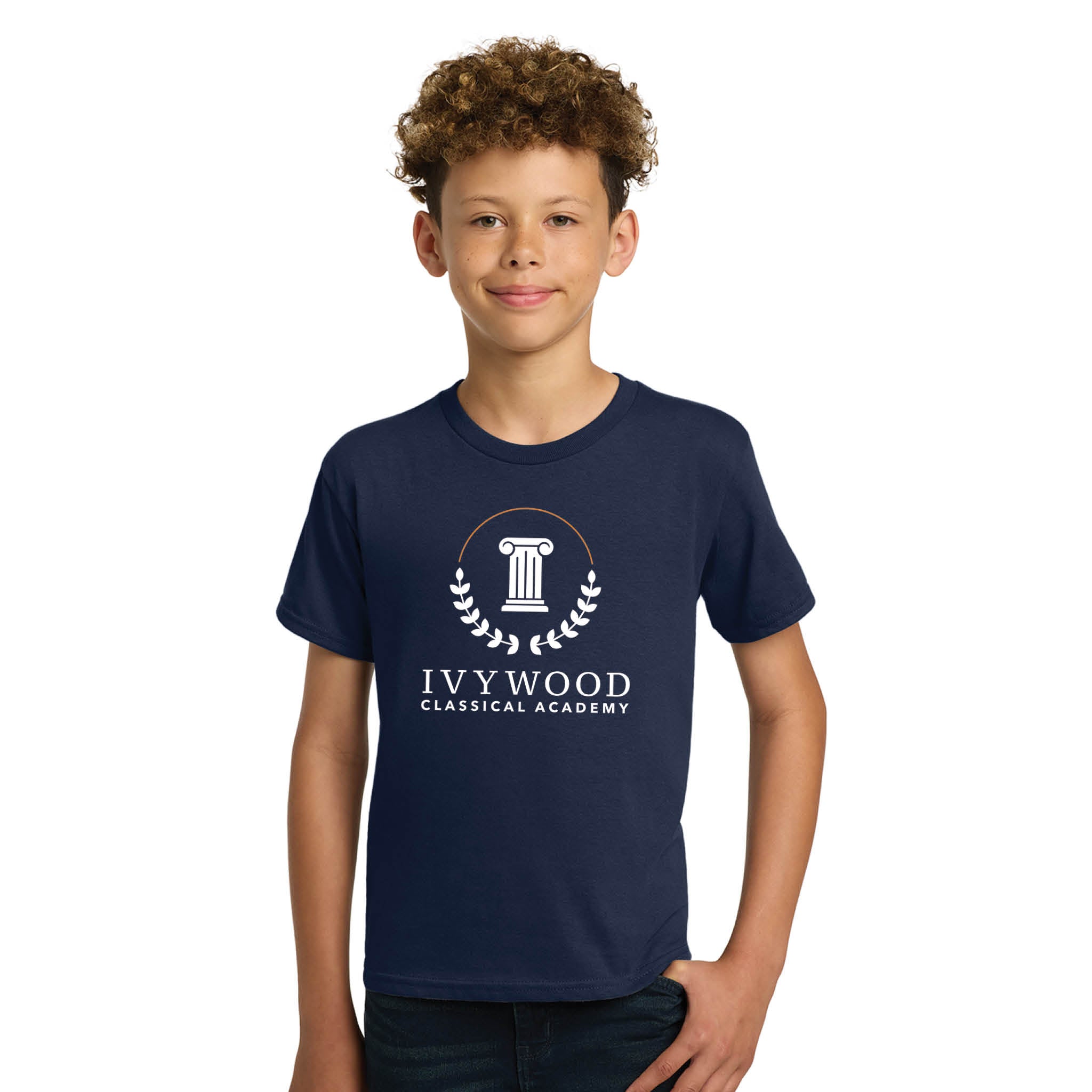 Navy Youth Tee with Ivywood Crest (Full Front)