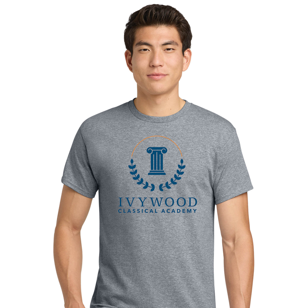 Heather Gray Adult Tee with Ivywood Crest (Full Front)