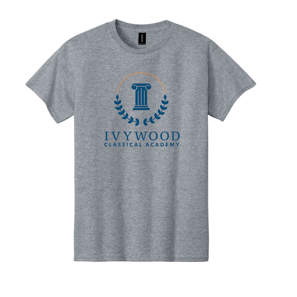 Heather Gray Adult Tee with Ivywood Crest (Full Front)