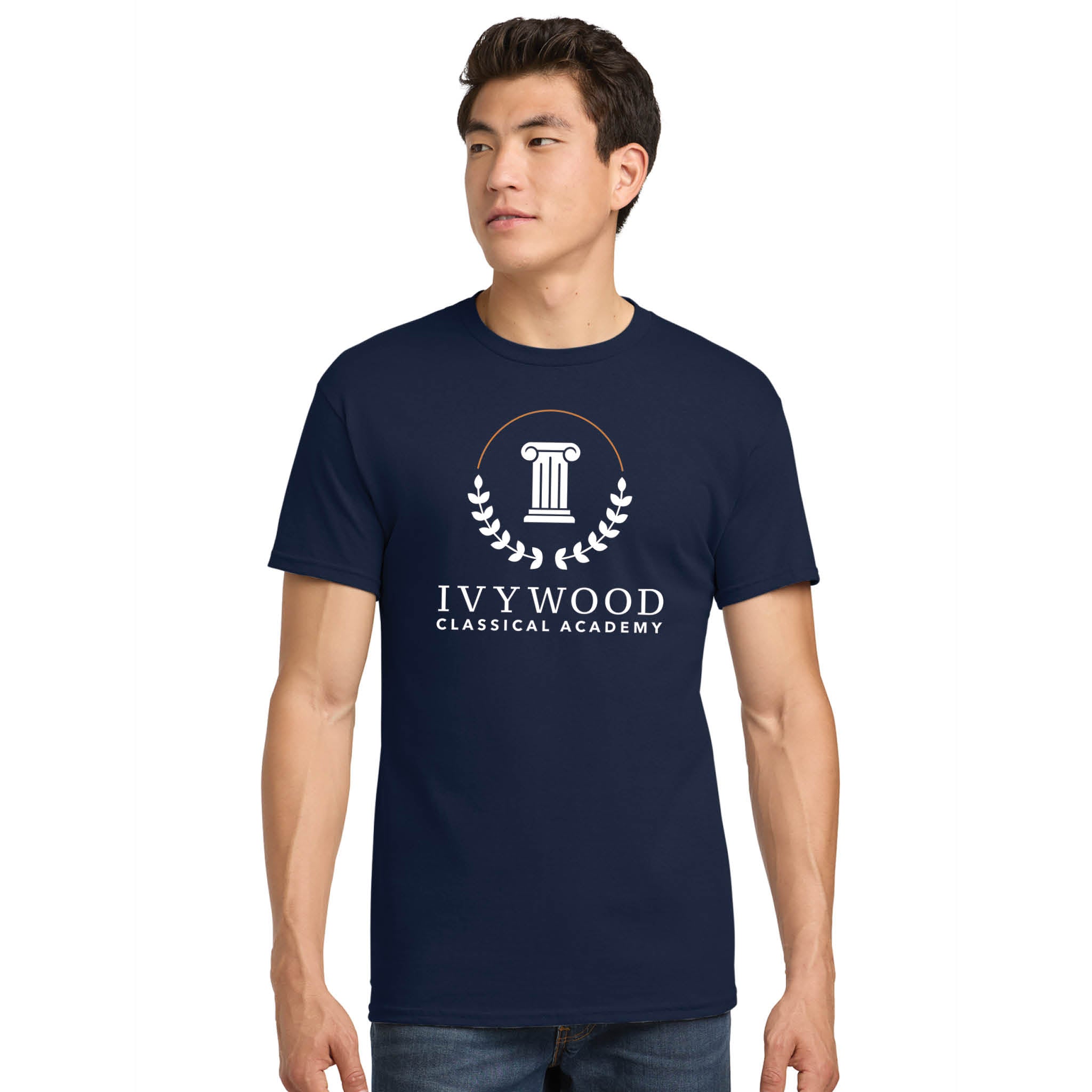 Navy Adult Tee with Ivywood Crest (Full Front)