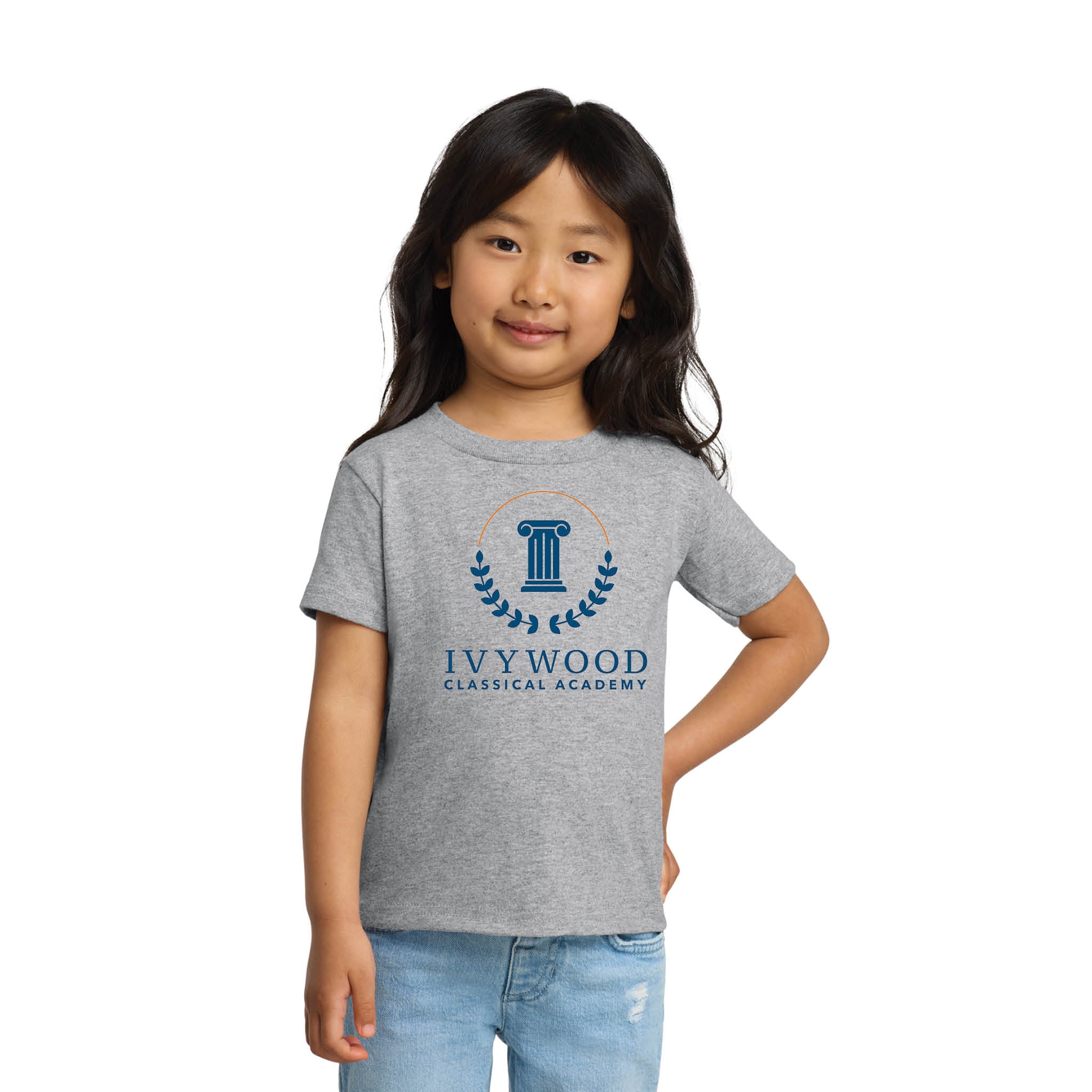 Heather Gray Toddler Tee with Ivywood Crest (Full Front)