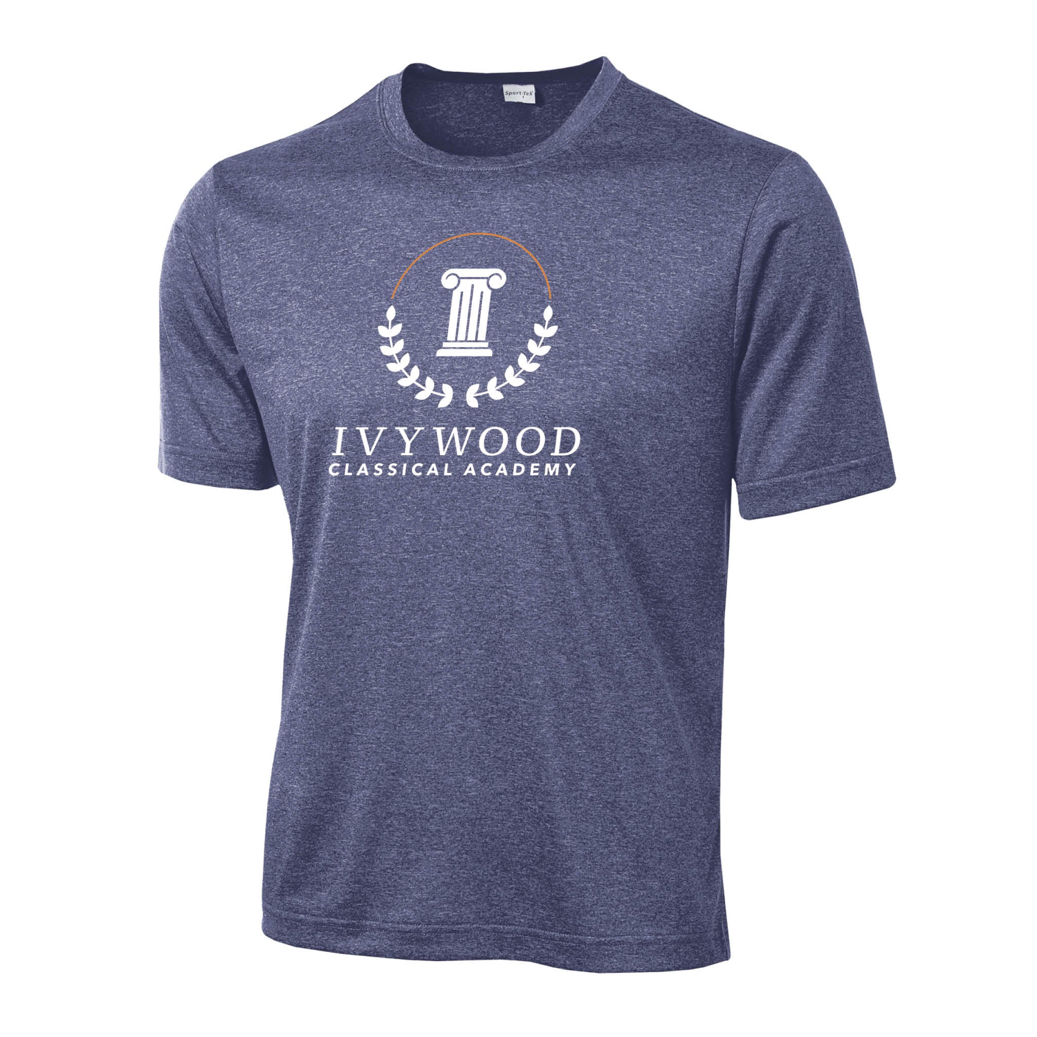 Heather Blue Adult Dry-fit T with Ivywood Crest (Full Front)