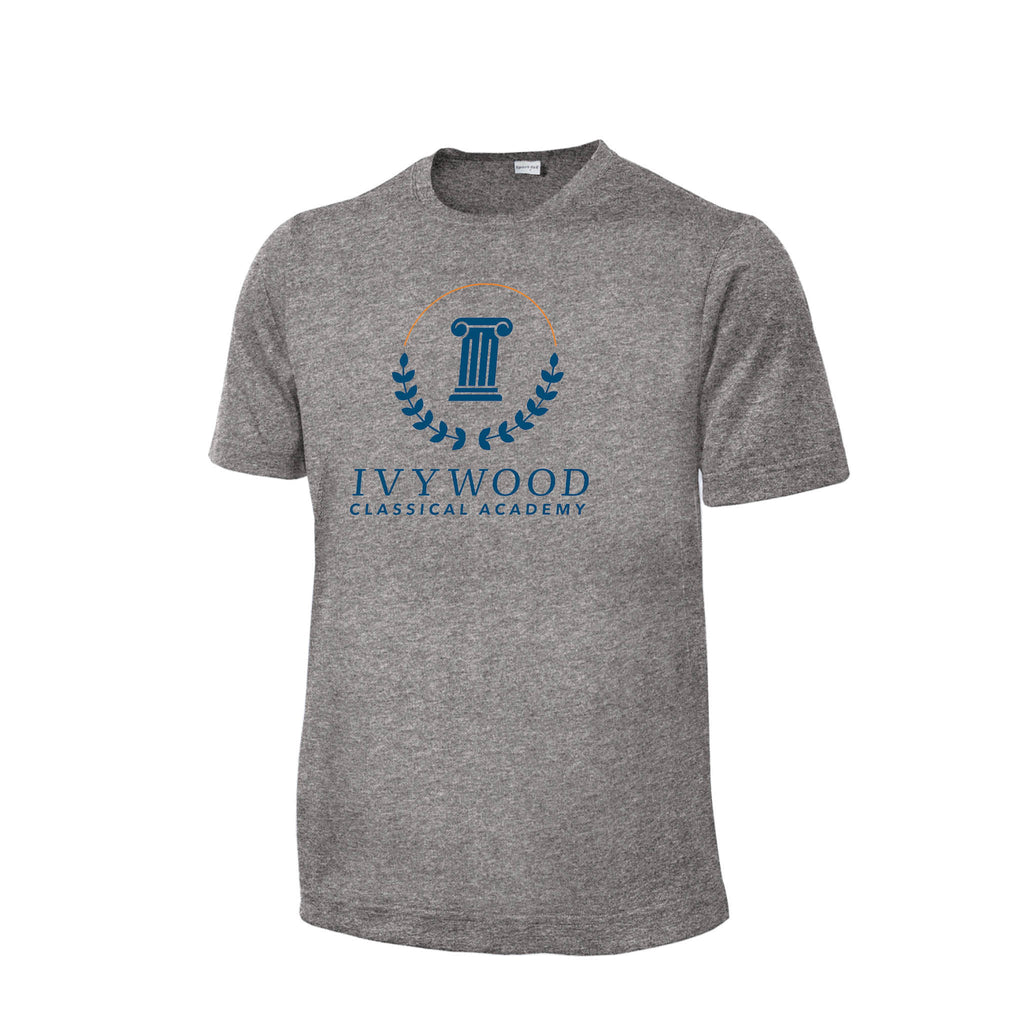 Heather Gray Youth Dry-fit T with Ivywood Crest (Full Front)